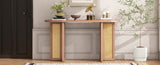 TREXM Farmhouse Rattan Console Entryway, Narrow Console with Storage, Hallway N715P245743D
