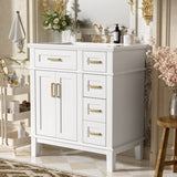 30" Bathroom Vanity with Ceramic Sink, Modern Storage Cabinet with Soft-Close Doors, Deep Drawer & N729P276610K