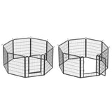 ZNTS 16 Panels Heavy Duty Metal Playpen with door,31.7"H Dog Fence Pet Exercise Pen for Outdoor 48240040