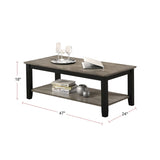 ZNTS Coffee Table With Open Shelf In Dark Brown And Grey SR016384