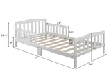 Wooden Baby Toddler Bed Children Bedroom Furniture with Safety Guardrails White 78395251