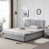 Upholstered Full Platform Storage Bed Frame with 4 Drawers, Adjustable Headboard with Button Tufted 62477493