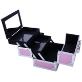 ZNTS SM-2176 Aluminum Makeup Train Case Jewelry Box Cosmetic Organizer with Mirror 9"x6"x6" Pink 34100159