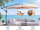 10ft Umbrella Hanging Offset Market Outdoor Sun Shade For Deck Poolside Easy Tilt Cross Base 50652533