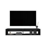 TV Stand 10.4" H, with 2 Shelves, Black B097P250856