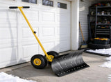 29" Blade Rolling Snow Pusher, Wheeled Snow Shovel with Adjustable Handle for Driveway & Sidewalk, 66892533