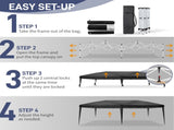 10'x20' Instant Pop Up Canopy Tent Black, 6 Panels 2 Doors 4 Mesh Windows, 28/22mm Powder Coated 43899525