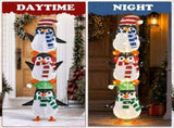 2.5D Stacked Penguins Lighted Christmas Decor 4ft, 63 Warm White LED Animal Dcor, US Plug 5V 6W 48854900