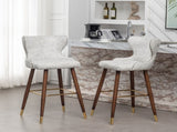 Nevis Mid-century Modern Faux Leather Tufted Nailhead Trim Barstool Set of 2, Off-White T2574P165103