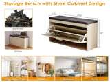 Rattan Shoe Rack, Hallway Shoe Bench, Shoe Cabinet with Flip-Drawer and Seat Cushion 76741085