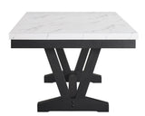 1pc Transitional Modern Formal Dining Table White Faux Marble Rectangular Table Top Trestle Base B011P196932