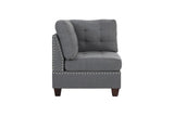 ZNTS Living Room Furniture Tufted Corner Wedge Grey Linen Like Fabric 1pc Cushion Nail heads Wedge Sofa B011119654