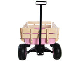 Outdoor Wagon All Terrain Pulling w/Wood Railing Air Tires Garden Cart W22740234