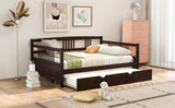 ZNTS Full Size Daybed Wood Bed with Twin Size Trundle,Espresso WF295131AAP