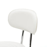 ZNTS Round Shape Adjustable Salon Stool with Back and Line White 46930452