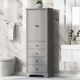 ZNTS Storage Cabinet with 2 Doors and 4 Drawers for Bathroom, Office, Adjustable Shelf, MDF Board with WF302825AAE