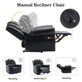 Home Theater Seating Manual Recliner Chair with Center Console and LED Light Strip for Living Room, WF310727AAB