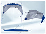 2-in-1 Portable Beach Umbrella with Side Panels UPF 50 Silver Coated Oxford Cloth, Wind Resistant 14909621