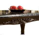 ZNTS Traditional Espresso Solid wood Sofa Table Faux Marble Top Intricate design Living Room Furniture B01151377