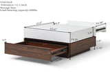 Rotating Coffee with 2 Drawers, High wood 2-Tier Center with Storage, Square Coffee W1117P235473