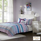 Twin/Twin XL Reversible Quilt Set with Throw Pillows B03596118