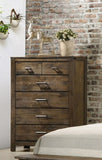 1pc Rustic Industrial Style Brown Five Drawer Chest Bedroom Solid Wood Wooden Furniture B011P234683