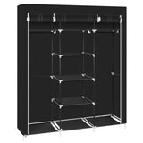 ZNTS 69" Portable Clothes Closet Non-Woven Fabric Wardrobe Double Rod Storage Organizer Black 23382400