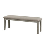 Fabric Upholstered Seat 1pc Bench Wire Brushed Light Gray Finish Wooden Frame Dining Room Furniture B011104624