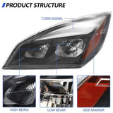 LED Headlights Assembly Compatible with 2018-2024 Freightliner Cascadia,Black Housing Driver side W1155P352718