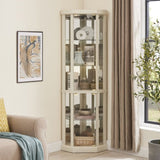 Lighted Corner Curio Cabinet - Elegant Glass Display Case Living Room & Bar Storage - Perfect W1758P294617