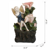 ZNTS 8.9x4.7x13.4" Decorative 3 Tier Tabletop Water Fountain with Fairy and LED Light, Angel Girl with W2078138940