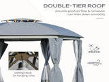 144x144 Inch Round Outdoor Gazebo, Patio Dome Gazebo Canopy Shelter with Double Roof, Netting 20014471