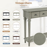 TREXM Entryway Table with 4 Drawers, Retro Console Table with Open Shelf for Entryways, Living N715P202860E