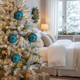 4PCS Set 4.7" Christmas Glass Ball Ornaments Hanging Tree Decor Shiny Holiday Party Supplies Tree 13361321