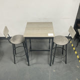 Bar Table Set with 2 Bar stools PU Soft seat with backrest, Grey, 23.62'' W x 23.62'' D x 35.43'' H W1162104644