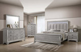 1pc Contemporary Light Grey Finish Two Drawers Bevel Mirror Accents Wooden Solid Wood Bedroom B2741P320890