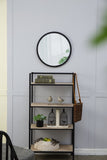 20" x 20" Circle Wall Mirror with Wooden Frame and Black Finish, Wall Mirror for Living Dining W2078124341