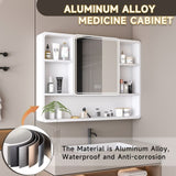 Aluminium Medicine Cabinet Mirror, 35 x 28 Inches Medicine Cabinet with 3 Colors LED Light and 11053490