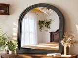 40"x30" Arched Bathroom Mirror with Wooden Frame Decorative Wall Mounted Mirror, Black 33173401