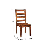 ZNTS Tobacco Oak Finish Solid wood Industrial Style Kitchen Set of 2 Chairs Ladder Back Chairs B011P148640