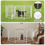 ZNTS Dog Playpen Indoor 32 inch 8 Panels Metal Dog Pen Pet Dog Fence Outdoor Exercise Pen with Doors, W368P234001