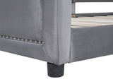 Twin Size Upholstered Daybed with Classic Stripe Shaped Headboard, Gray 56141620