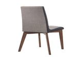 Set of 2 Grey Fabric Upholstered Dining Side Chairs in Walnut Finish B016P223111