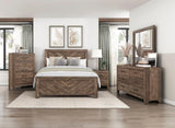 Rustic Brown Finish Contemporary Queen Size Panel Bed Wooden Bedroom Furniture 1pc, Bed in a Box B011P250471