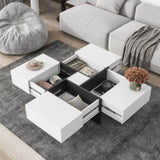 ZNTS ON-TREND Unique Design Coffee Table with 4 Hidden Storage Compartments, Square Cocktail Table with WF305182AAK