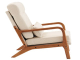 High Back Solid Wood Armrest Backrest Iron Frame Linen Indoor Leisure 23435741