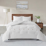 3 Piece Cotton Waffle Weave Comforter set White Full/Queen B03597060