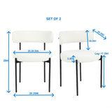 Burbank Modern Round Boucle Dining Chairs, Set of 2, White T2574P180242