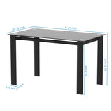 Modern tempered glass black dining, simple rectangular metal legs living room kitchen 98335290