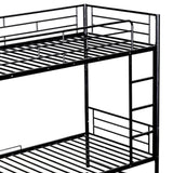 Twin Over Twin Metal Bunk Bed with Shelf and Guardrails, Black MF305475AAB
